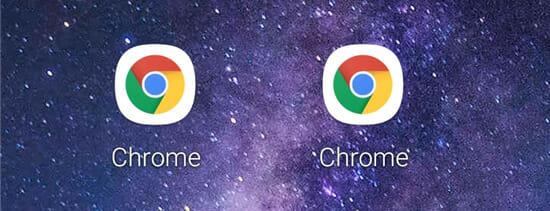 Chromeを装う不正アプリを入れられるとChromeが2つ表示される